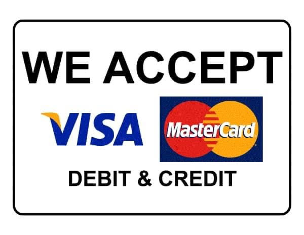 we accept visa and mastercard